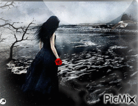 Una rosa roja en la mano animovaný GIF