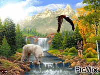 animaux foret riviere animovaný GIF
