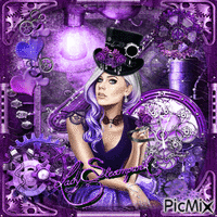 Lady Steampunk - Main color mauve or purple - Бесплатный анимированный гифка