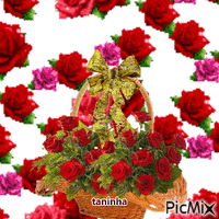 cesta com flores - GIF animado grátis