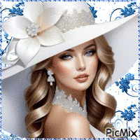 Contest 💙 Portrait Of A Woman in a White Hat💙 - Darmowy animowany GIF