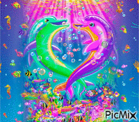 lisa frank dolphins animovaný GIF