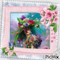 Dama con flores animerad GIF
