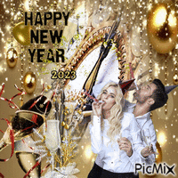 Happy   New  Year  2023 pour  vous  mes  amies - Gratis geanimeerde GIF