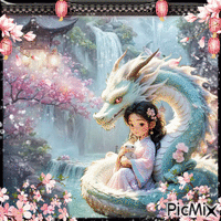 Le Dragon Blanc et l'Enfant κινούμενο GIF