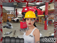 woman n garage GIF animé