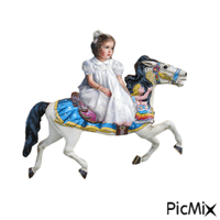 Girl riding carousel horse - GIF animé gratuit