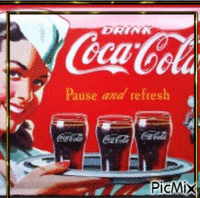Hôtesse de l'air et Coca-Cola - GIF animé gratuit