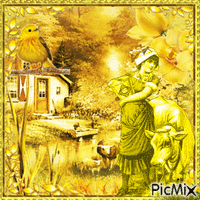 Yellow Vintage Woman - Ingyenes animált GIF
