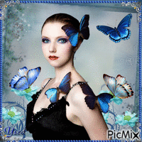Mariposa azul. animovaný GIF
