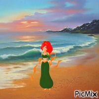 Genie girl at the beach GIF animé