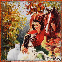 Autumn. Woman with her friends