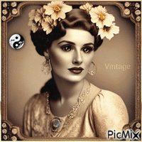 femme vintage - GIF animé gratuit
