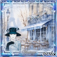 Paris blue vintage - nemokama png