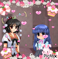 Aya and Rika cutecore - GIF animate gratis