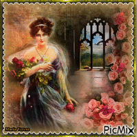 Dama de las rosas - Бесплатный анимированный гифка