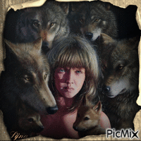 Girl with wolves