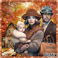 Famille en automne - Gratis animerad GIF