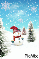 snowman and Bird - Nemokamas animacinis gif