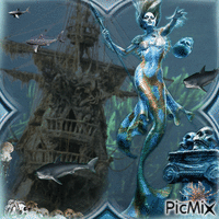 Dark Mermaid - Animovaný GIF zadarmo