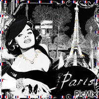Femme fatale en noir et blanc à Paris - Free animated GIF