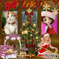 noël chats vintage - Free animated GIF