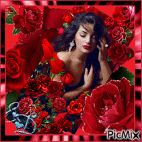The girl with roses - Gratis geanimeerde GIF