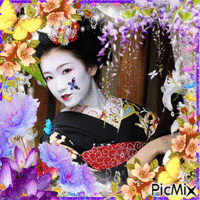 Butterfly Geisha - GIF animé gratuit