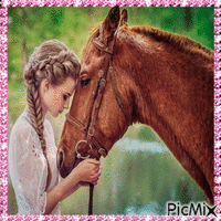 Woman and Horse - GIF animate gratis