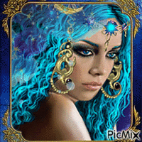 Woman In Blue - Free animated GIF