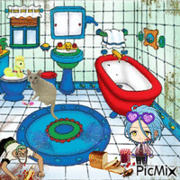 cute bathroom GIF animé