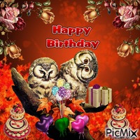 birthday owl animēts GIF