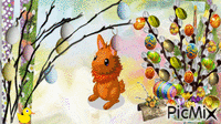 lionhead bunny Happy Easter - Animovaný GIF zadarmo