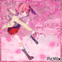 Anime girl throwing rat - Nemokamas animacinis gif
