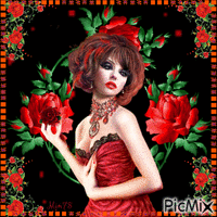 la beauté des roses en rouge et noir анимиран GIF