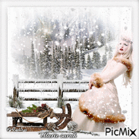 paysage hiver et portrait femme... - Free animated GIF