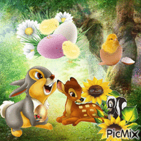 Pâques bambi - GIF animé gratuit