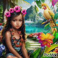 Kleines tahitianisches Mädchen - Безплатен анимиран GIF
