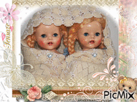 Vintage twin dolls animuotas GIF