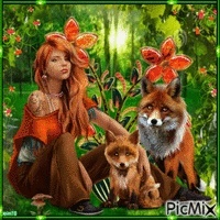 La fillette et le renard - Besplatni animirani GIF