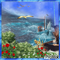 Peinture sur mer - GIF animé gratuit