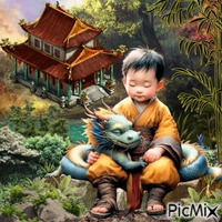 a boy and his dragon - PNG gratuit