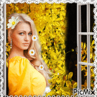 Mimosa with other flower animoitu GIF