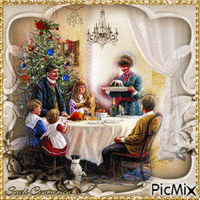 Jantar de Natal - Vintage - GIF animado grátis