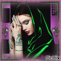 Woman - Green and purple shades
