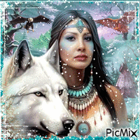 Diane as a Native Indian - GIF animado grátis