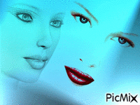 visages de femmes sous les éclairs GIF animé