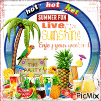 Hot, hot, Summer fun. Sunshine. Enjoy your weekend 动画 GIF