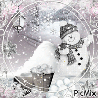 Bonhomme de neige - Tons gris et blancs - GIF animasi gratis