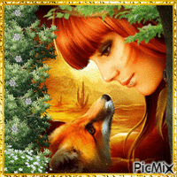 La fillette et le renard - Безплатен анимиран GIF